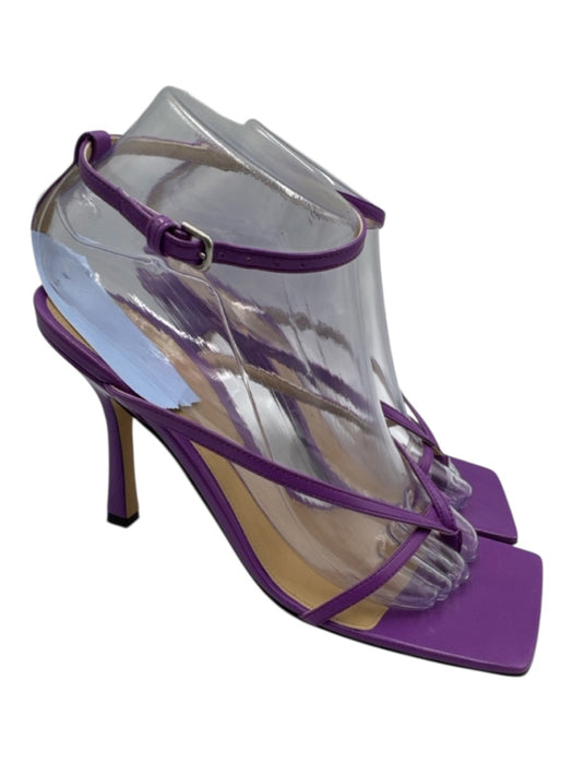 Bottega Veneta Shoe Size 38.5 Purple Leather Square Toe Strappy Mid Heel Sandals Purple / 38.5
