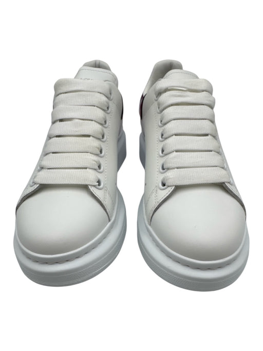 Alexander McQueen Shoe Size 38 White & Hot Pink Leather Upper Round Toe Sneakers White & Hot Pink / 38