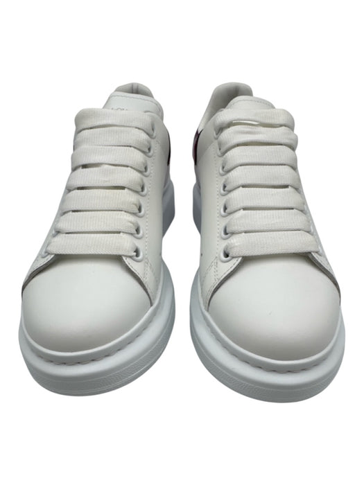 Alexander McQueen Shoe Size 38 White & Hot Pink Leather Upper Round Toe Sneakers White & Hot Pink / 38
