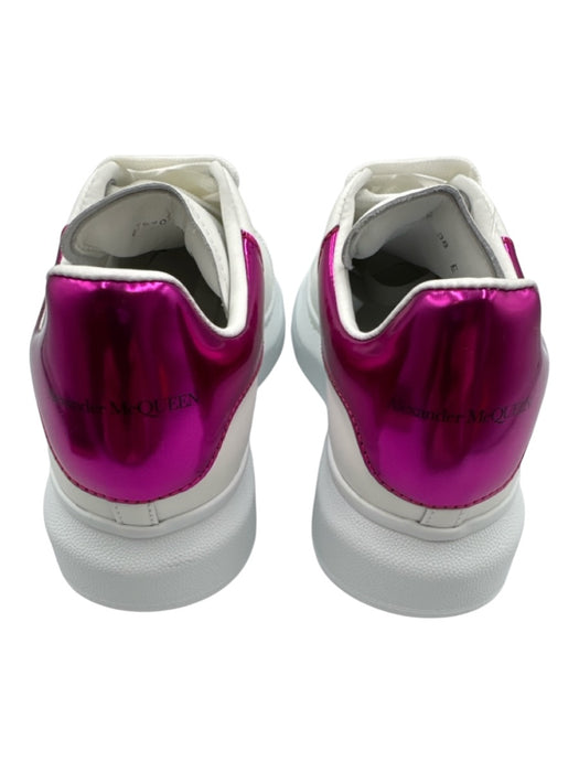 Alexander McQueen Shoe Size 38 White & Hot Pink Leather Upper Round Toe Sneakers White & Hot Pink / 38