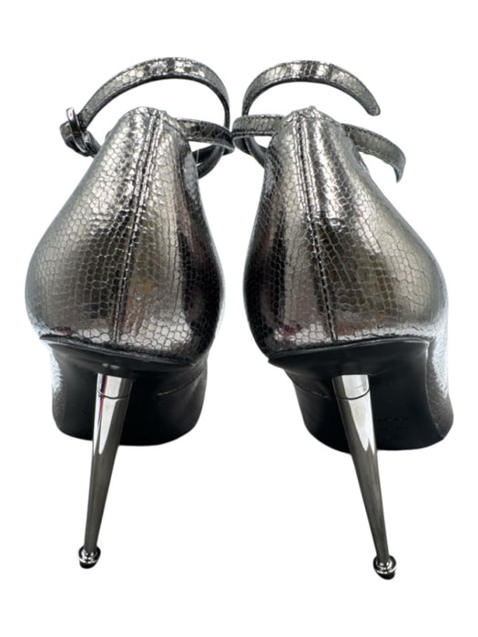 Tom Ford Shoe Size 38.5 Gunmetal Leather Metal Heel Lizard Embossed Pumps Gunmetal / 38.5