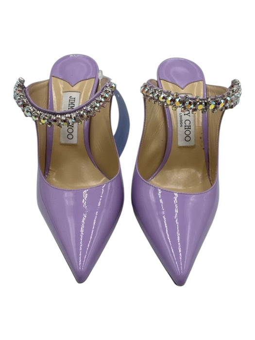 Jimmy Choo Shoe Size 38.5 Purple Patent Leather Embellished Strap Mule Pumps Purple / 38.5