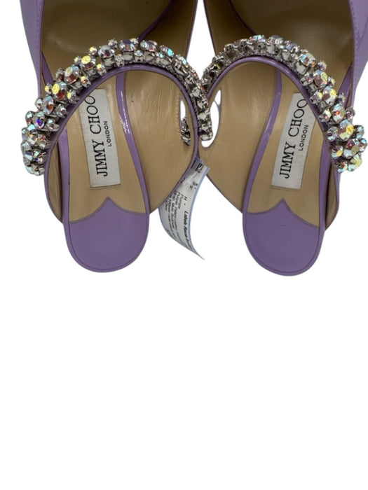 Jimmy Choo Shoe Size 38.5 Purple Patent Leather Embellished Strap Mule Pumps Purple / 38.5