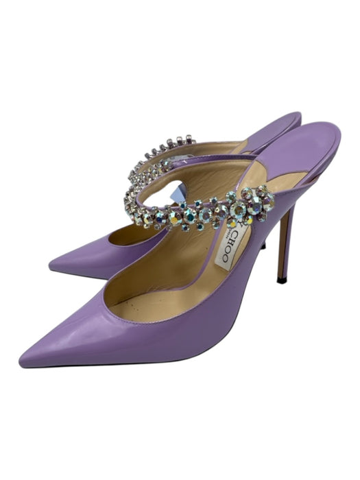 Jimmy Choo Shoe Size 38.5 Purple Patent Leather Embellished Strap Mule Pumps Purple / 38.5