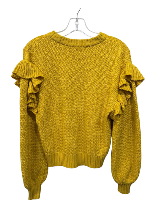 Cleobella Size XS Mustard Yellow Cotton Knit Ruffle Detail Long Sleeve Sweater Mustard Yellow / XS