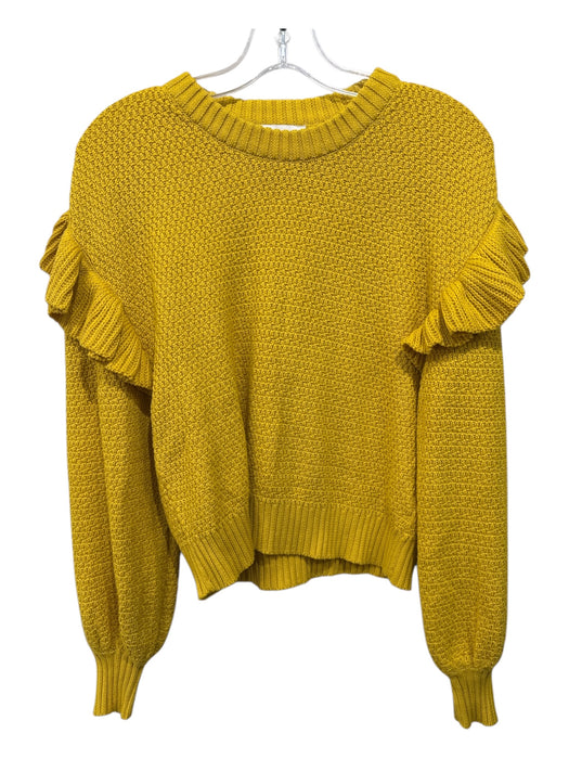Cleobella Size XS Mustard Yellow Cotton Knit Ruffle Detail Long Sleeve Sweater Mustard Yellow / XS