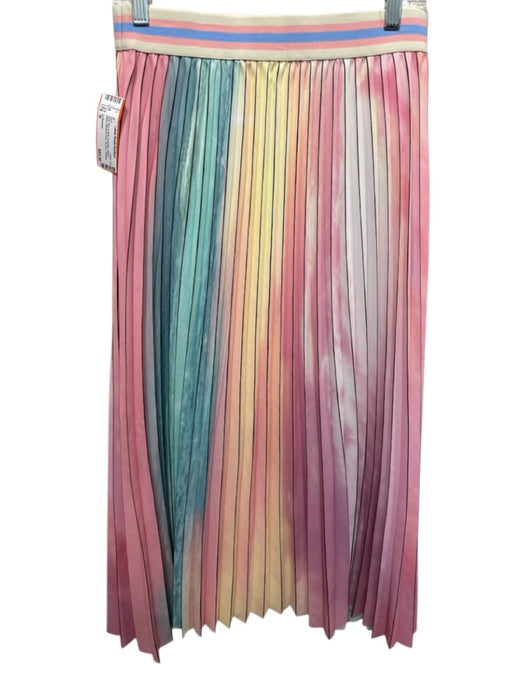 Le Superbe Size M Pink, Blue & Multi Polyester Elastic Waist Rianbow Print Skirt Pink, Blue & Multi / M
