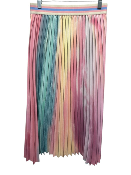 Le Superbe Size M Pink, Blue & Multi Polyester Elastic Waist Rianbow Print Skirt Pink, Blue & Multi / M
