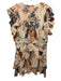 Ulla Johnson Size 16 Peach, Brown & Green Cotton Blend Short Ruffle Sleeve Dress Peach, Brown & Green / 16