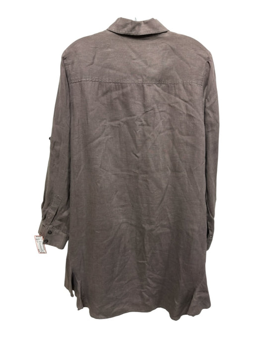 Finley Size L Gray Linen Long Sleeve Button Up & Collar Layered Dress Gray / L