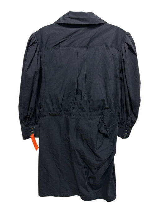 Cinq a Sept Size 12 Navy Cotton Blend Long Balloon Sleeve Surplice Dress Navy / 12