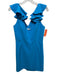 Amanda Uprichard Size L Turquiose Polyester Ruffle Shoulder Double V Dress Turquiose / L