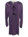 Ramy Brook Size L Eggplant Purple Polyester Long Sleeve V Neck Mini Dress Eggplant Purple / L