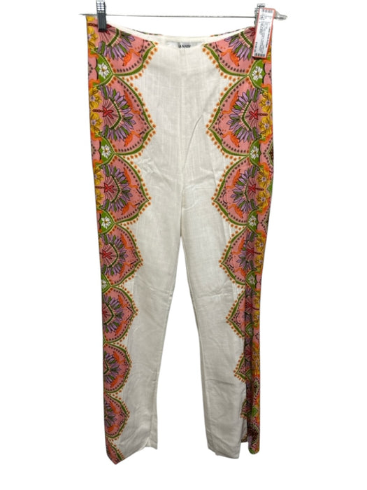 La Maise Studio Size L Cream, Orange &  Mustard Rayon & Linen Pant Set Cream, Orange &  Mustard / L