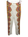 La Maise Studio Size L Cream, Orange &  Mustard Rayon & Linen Pant Set Cream, Orange &  Mustard / L