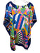 California Caftans Size One Size Blue, Pink & Multi Silk Side Slits Tunic Top Blue, Pink & Multi / One Size