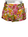 PJK Size L Pink, Yellow & Green Silk Back Zip Floral Ruched Waist Shorts Pink, Yellow & Green / L