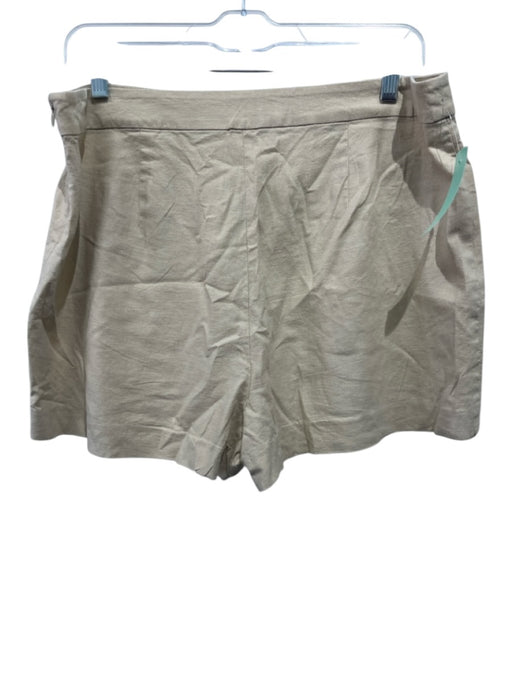 Trina Turk Size XL Khaki Linen Blend Zip Side Patch Pocket Shorts Khaki / XL