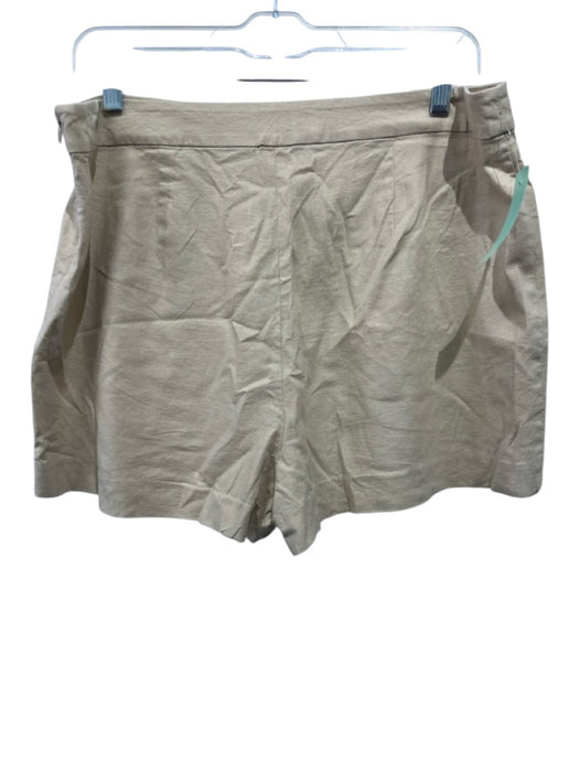 Trina Turk Size XL Khaki Linen Blend Zip Side Patch Pocket Shorts Khaki / XL