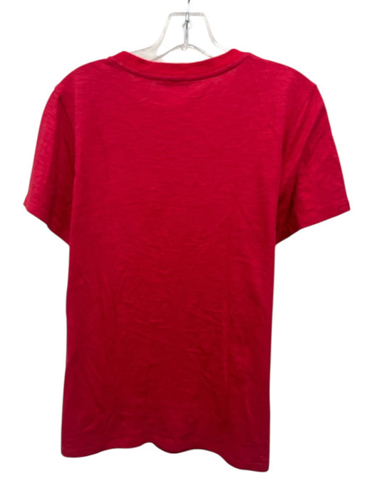 Cinq a Sept Size L Red Cotton Beaded Detail Heathered Cap Sleeve Top Red / L