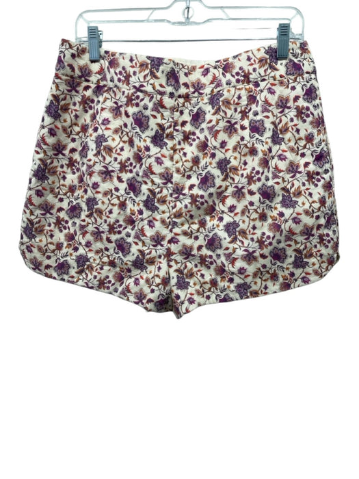 Sezane Size 42 Cream, Purple & Multi Cotton Button Peplum Floral Short Set Cream, Purple & Multi / 42