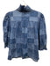 Love The Label Size L Dark Wash Cotton Short Puff Sleeve Quilted Button Up Top Dark Wash / L