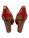 Tory Burch Shoe Size 8.5 Beige & Orange Canvas & Wood Platform Block Heel Pumps Beige & Orange / 8.5