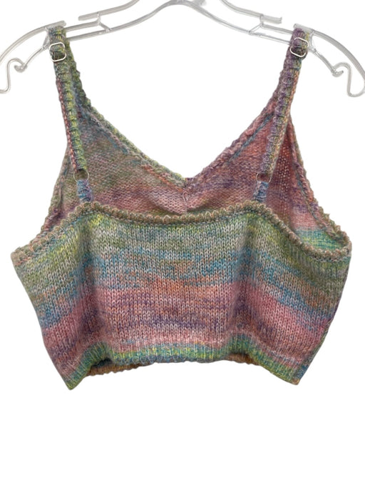 Le Superbe Size L Purple, Green, Pink Mohair Blend Knit Sleeveless Scrunched Top Purple, Green, Pink / L