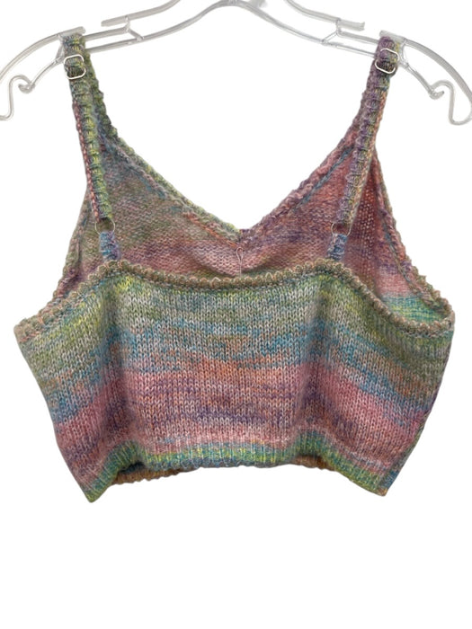 Le Superbe Size L Purple, Green, Pink Mohair Blend Knit Sleeveless Scrunched Top Purple, Green, Pink / L