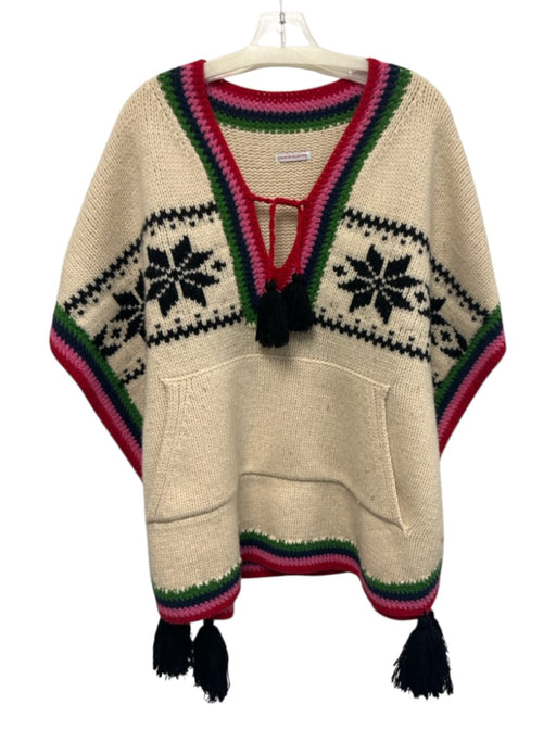 Frances Valentine Size XL Cream, Navy Blue, Pink, Green, Red Lambswool Sweater Cream, Navy Blue, Pink, Green, Red / XL