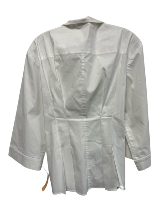 Finley Size XL White Cotton Blend Tie Waist Hidden buttons 3/4 Sleeve Blouse Top White / XL