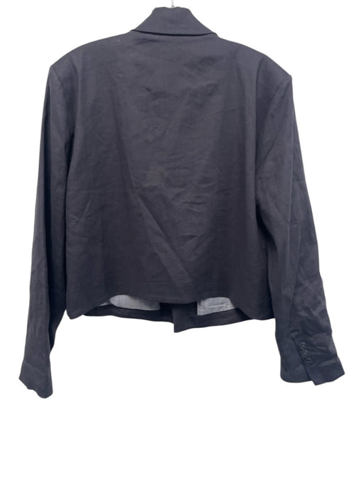Maeve Size L Navy Blue Linen & Viscose Cuffed One Button Boxy Fit Blazer Jacket Navy Blue / L