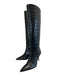 Staud Shoe Size 39 Black Leather Croc Embossed Pointed Toe Heeled Booties Black / 39