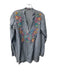 Johnny Was Size XS Gray & multi Cotton V Neck Embroidered Front Button Top Gray & multi / XS