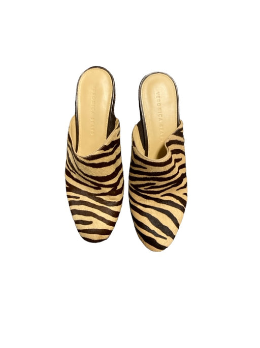 Veronica Beard Shoe Size 8.5 Brown & Tan Fur Clog Animal Almond Toe Shoes Brown & Tan / 8.5