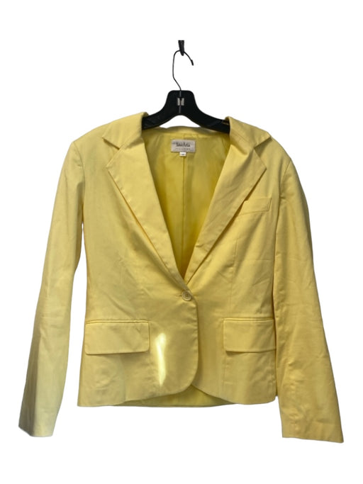 Neiman Marcus Size 6 Yellow Cotton Blend 1 Button Front Faux Pockets Blazer Yellow / 6
