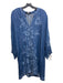 Johnny Was Size L Blue Lycocell Denim Floral Embroidery V Neck Dress Blue / L