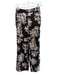 Elle Tahari Size XS Black Polyester Paisley Elastic Waist Wide Leg Pants Black / XS