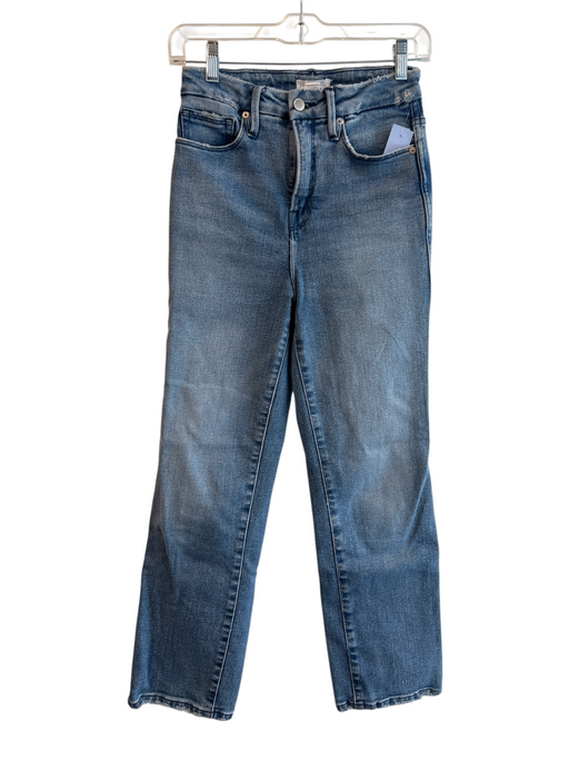 Good American Size 0/25 Light Wash Cotton Blend Zip Fly Straight 5 Pocket Jeans Light Wash / 0/25