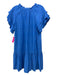 Marie Oliver Size S Blue Viscose V Neck Ruffle Hem Flutter Cap Sleeve Dress Blue / S