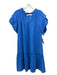 Marie Oliver Size S Blue Viscose V Neck Ruffle Hem Flutter Cap Sleeve Dress Blue / S