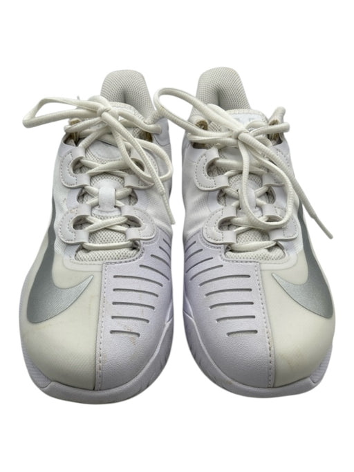 Nike Shoe Size 9 White & Silver Synthetic Mesh Swoosh Running Sneakers White & Silver / 9