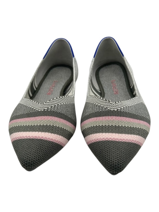 Rothy's Shoe Size 8.5 gray & pink Synthetic Knit Stripe Pointed Flats gray & pink / 8.5