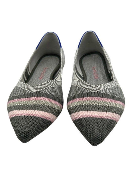 Rothy's Shoe Size 8.5 gray & pink Synthetic Knit Stripe Pointed Flats gray & pink / 8.5