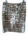 Trina Turk Size 8 Taupe & Cream Cotton & Silk Lined Crosshatch Pen Skirt Taupe & Cream / 8