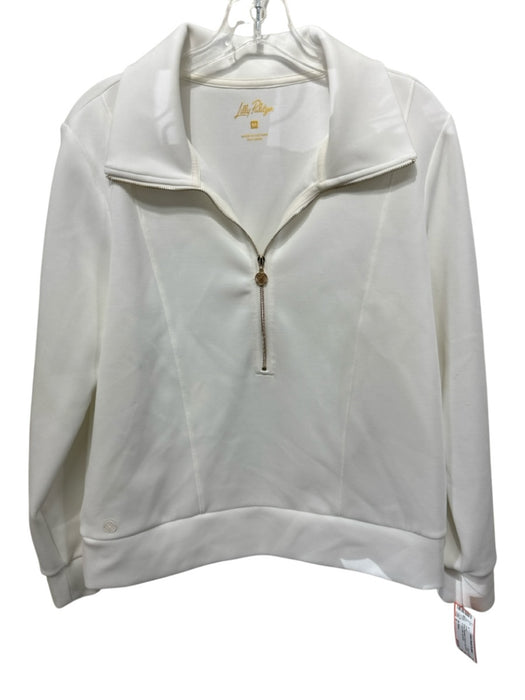 Lilly Pulitzer Size M White Polyester & Rayon Long Sleeve 1/2 Zip Collar Jacket White / M