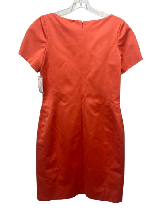 Style Paris Size S Orange Short Sleeve Pleats Midi Back Zip Dress Orange / S