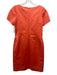 Style Paris Size S Orange Short Sleeve Pleats Midi Back Zip Dress Orange / S