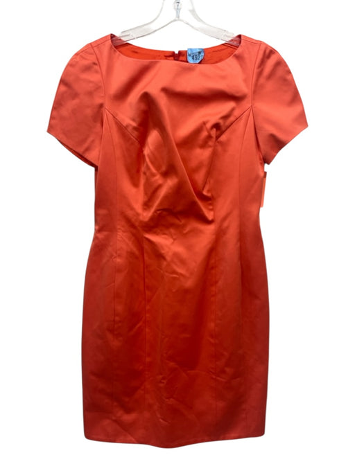 Style Paris Size S Orange Short Sleeve Pleats Midi Back Zip Dress Orange / S