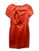 Style Paris Size S Orange Short Sleeve Pleats Midi Back Zip Dress Orange / S